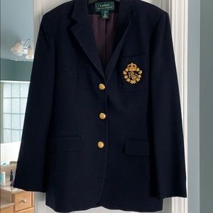 Ralph Lauren Size 4 navy blazer with crest
